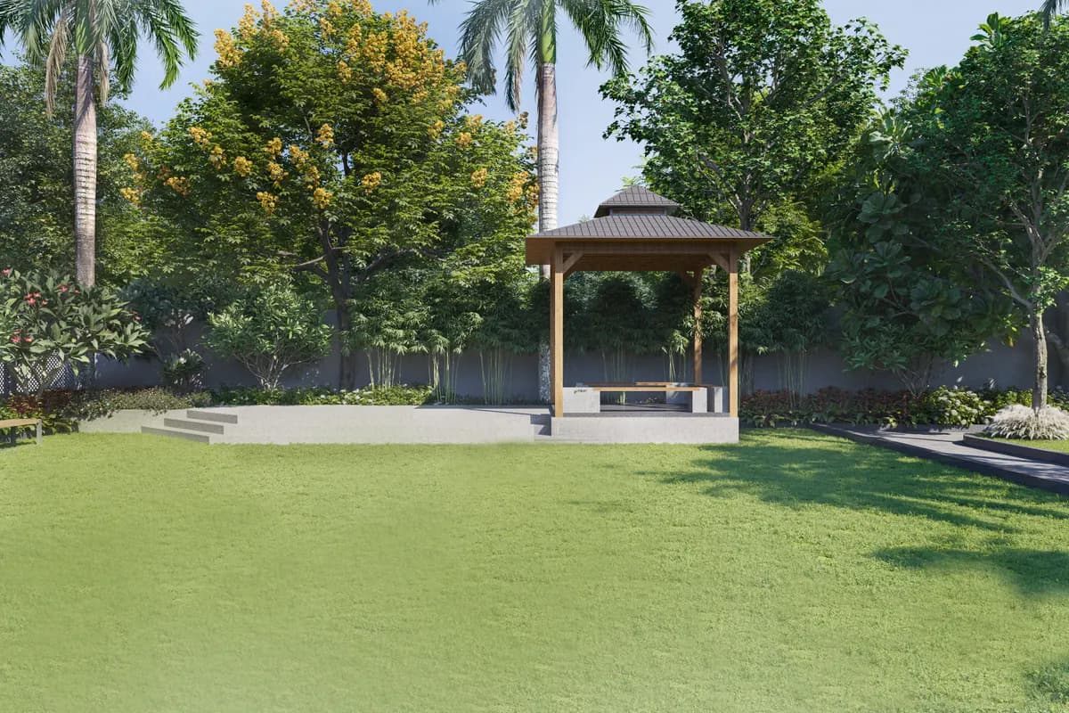 Garden gazebo with open-air seating