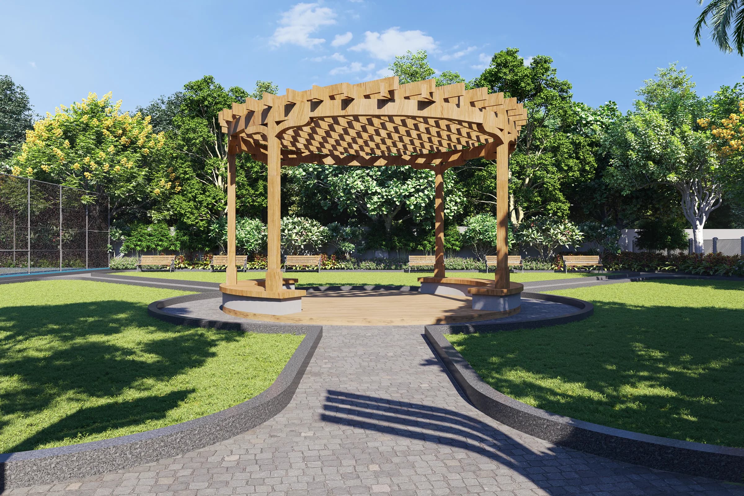 Community gazebo and clubhouse rendering