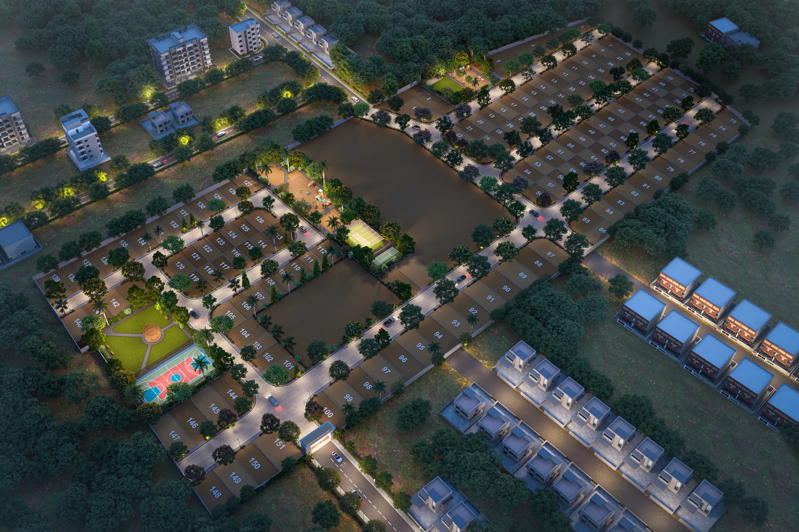 Mauli Crystal 35 night aerial render